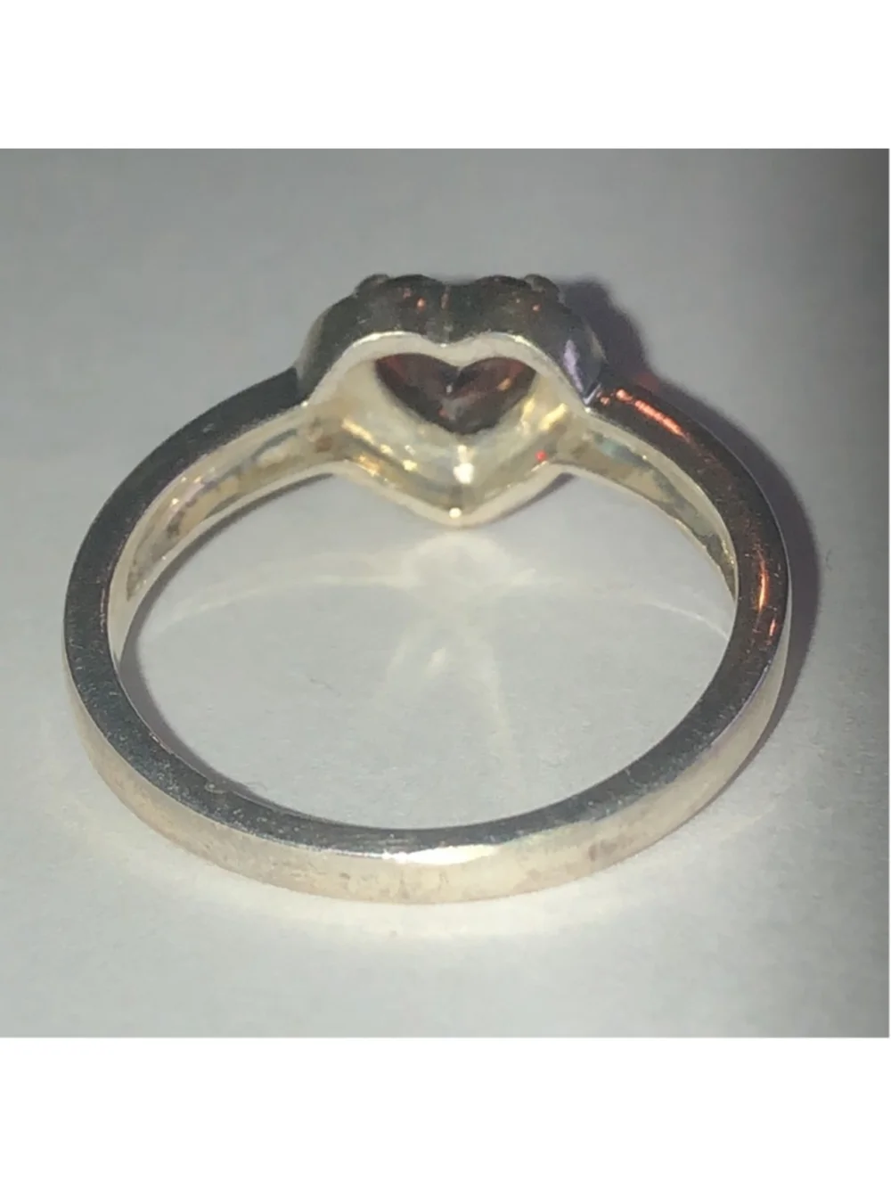 Size 7.25 Heart Shaped Sterling Silver Ring with Red Gemstone